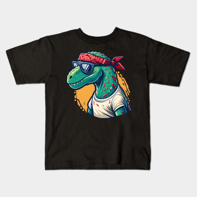 Cool Dinosaur with Sunglasses Kids T-Shirt by SimpliPrinter